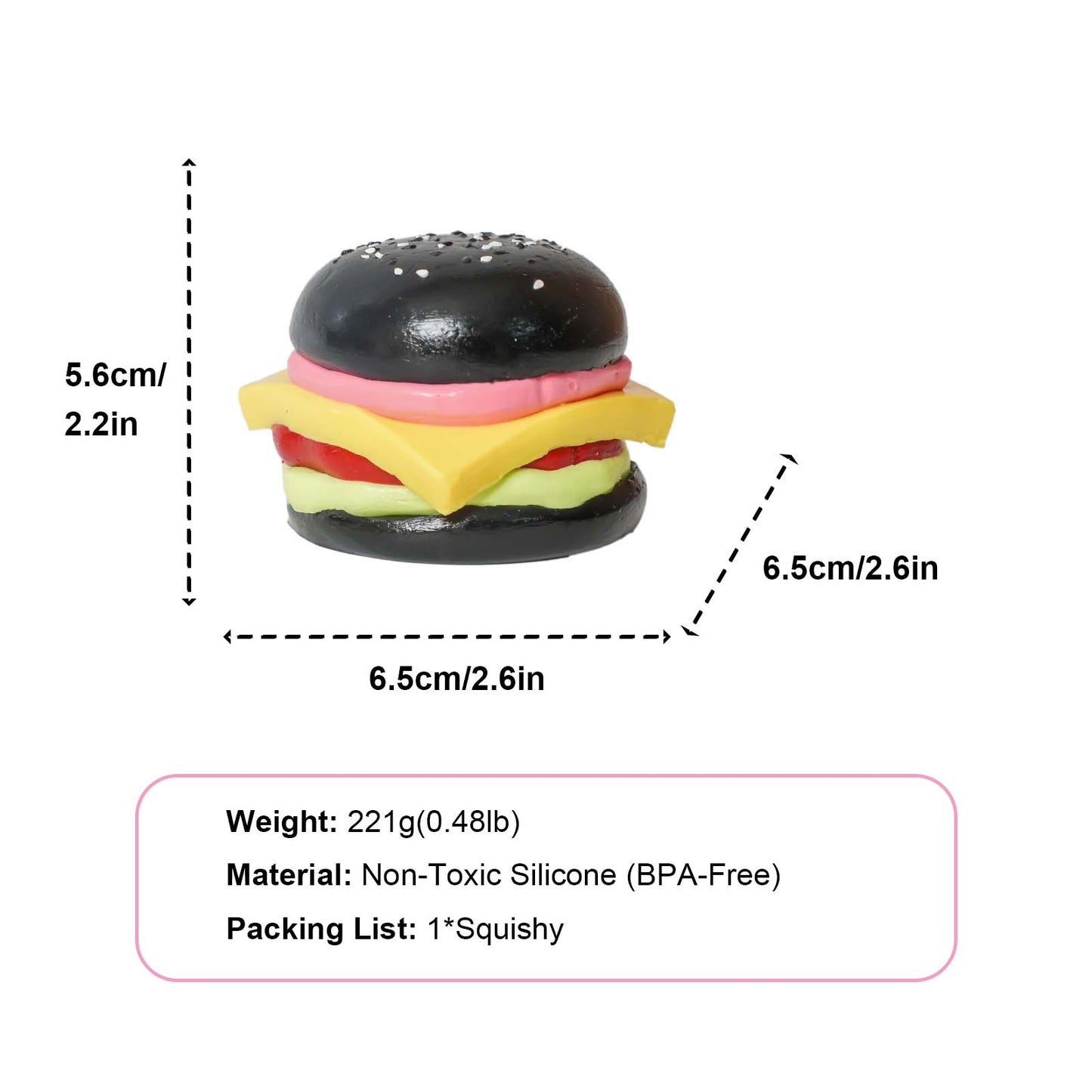 Black small Burger Taba Squishy