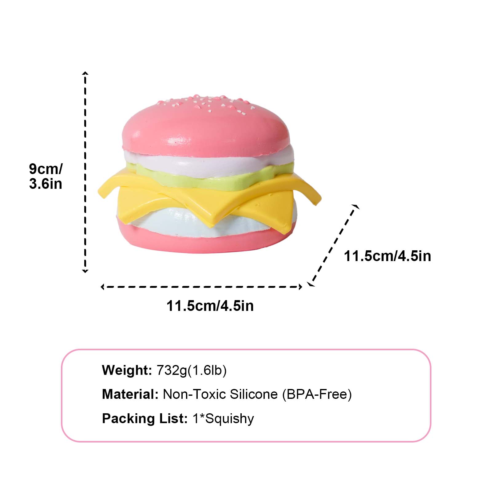 Pink Big Burger Taba Squishy