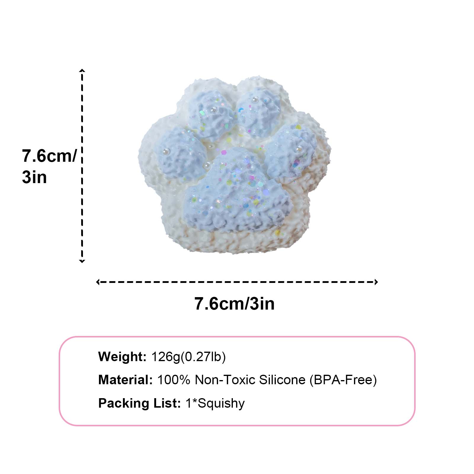 Ice Blue Cat Paw Taba Squishy