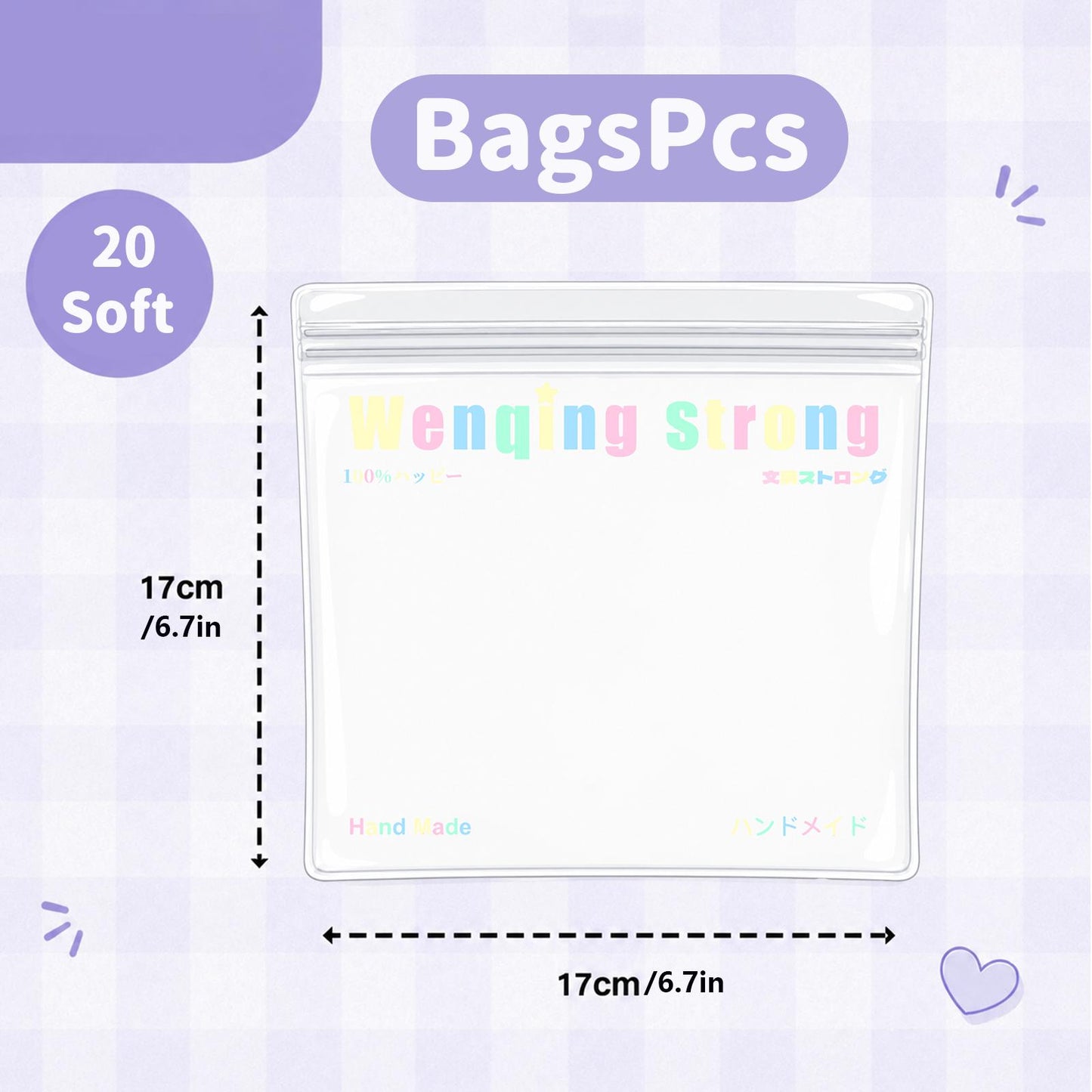 Wenqing Replacement Bags: 20 each of sizes 15x15，16×16, 17×17, and 19×19.