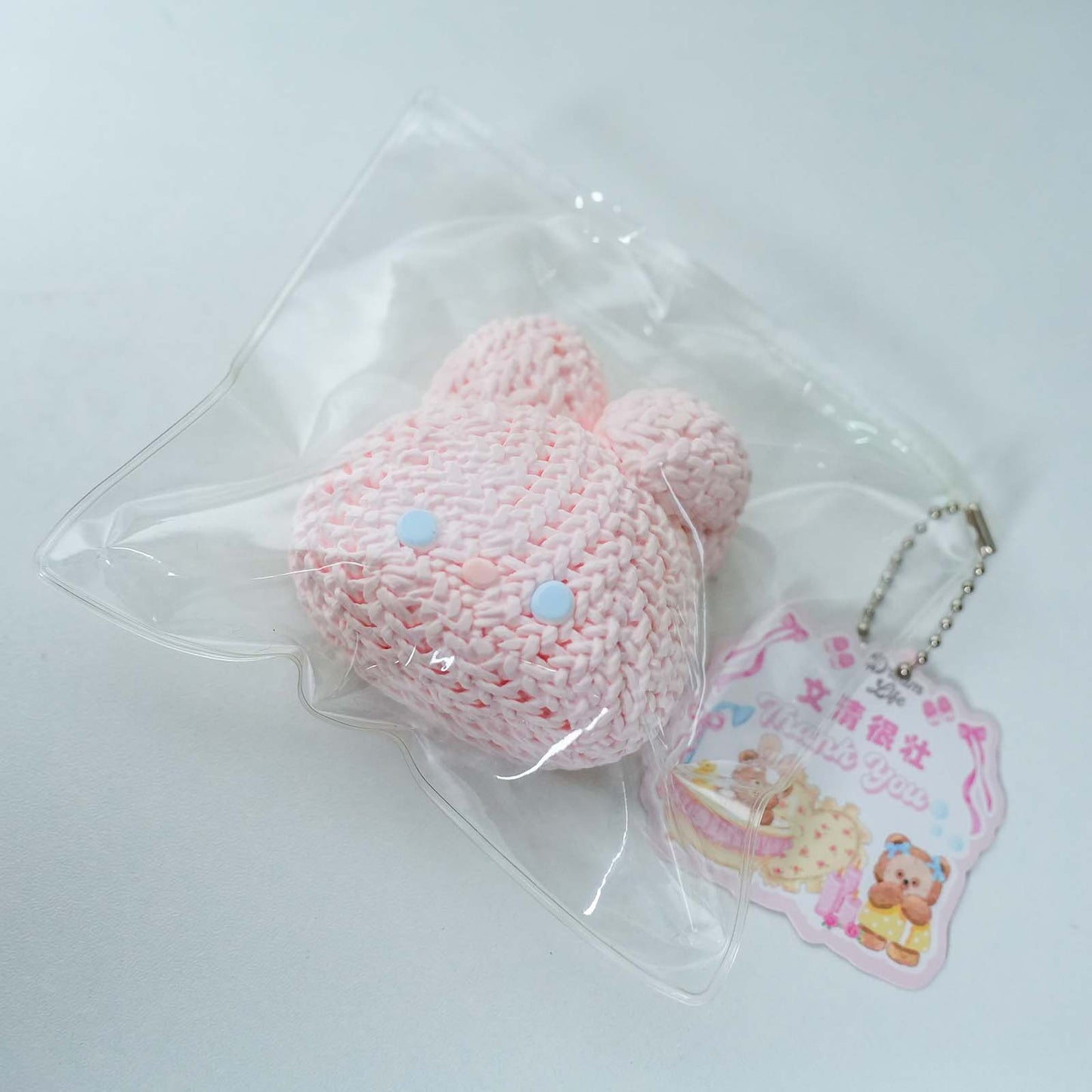 Pink yarn bunny Taba Squishy